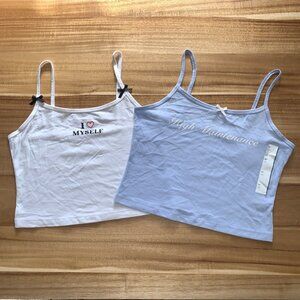 Wild Fable Womens Set Of 2 White & Blue Casual Camisole Tops Size Medium